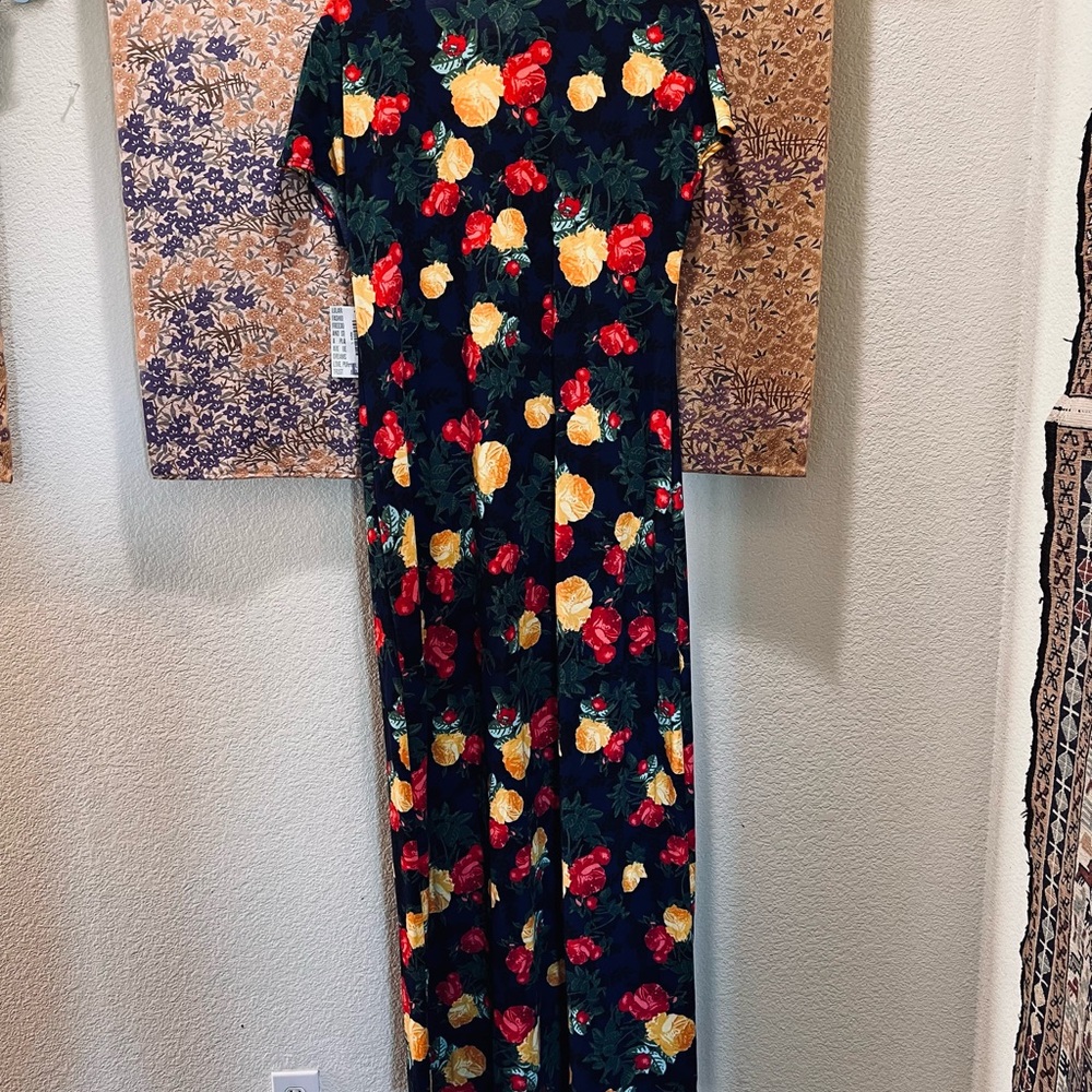 Lula Roe Maria Sz L Vivid Floral Maxi Dress
